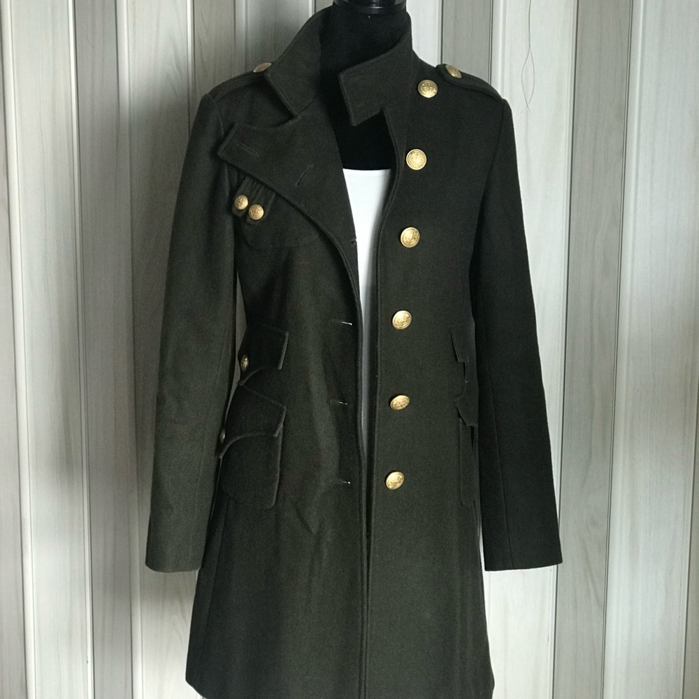 Women's Military Style Coat with Gold Buttons